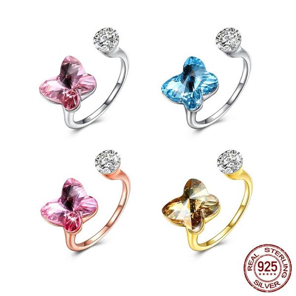 cluster rings 925 sterling silver for women classic butterfly shape austria crystal female finger openning ring fine jewelry accessories, Golden;silver
cluster rings 925 sterling silver for women classic butterfly shape austria crystal female finger openning ring fine jewelry accessories, Golden;silver