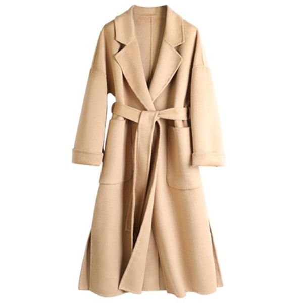 women's wool & blends 2021 autumn winter woolen coats double-sided cashmere lady overcoats trendy female quality long clothing belt spl, Black
women's wool & blends 2021 autumn winter woolen coats double-sided cashmere lady overcoats trendy female quality long clothing belt spl, Black
