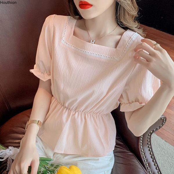 women's blouses & shirts chiffon short sleeve women blouse square collar solid color summer thin comfortable fashion casual shirt hout, White
women's blouses & shirts chiffon short sleeve women blouse square collar solid color summer thin comfortable fashion casual shirt hout, White