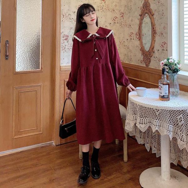 casual dresses junelove japanese doll collar loose lolita thin retro niche french corduroy long sleeve dress female autumn and winter style, Black;gray
casual dresses junelove japanese doll collar loose lolita thin retro niche french corduroy long sleeve dress female autumn and winter style, Black;gray