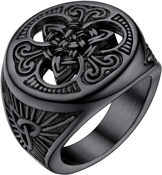 men vintage ring enamel black stainless steel viking triquetra celtic knot signet ring, silver/black/gold color, Golden;silver
men vintage ring enamel black stainless steel viking triquetra celtic knot signet ring, silver/black/gold color, Golden;silver