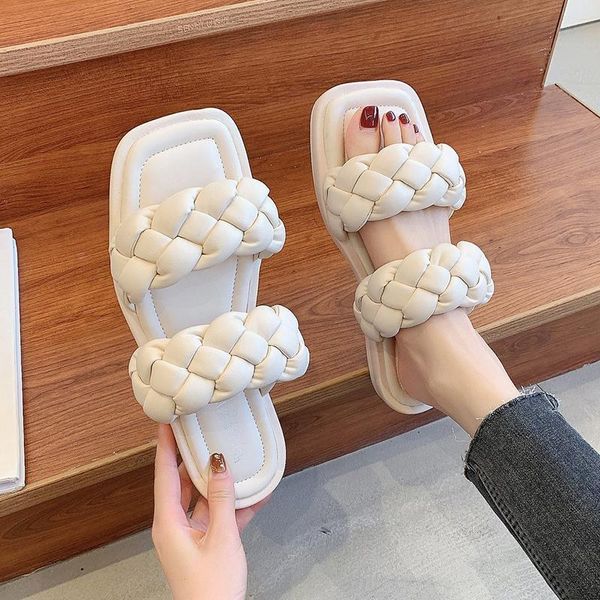 slippers double strap woven slides women's soft leather summer beach sandals women 2021 flats donna pantofole, Black
slippers double strap woven slides women's soft leather summer beach sandals women 2021 flats donna pantofole, Black