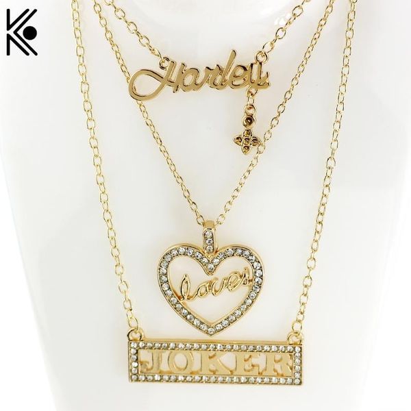 pendant necklaces suicide squads jewelry quinn and joker golden letters crystal lovers necklace for women gift, Silver
pendant necklaces suicide squads jewelry quinn and joker golden letters crystal lovers necklace for women gift, Silver