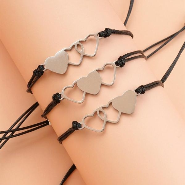 charm bracelets 3 pcs matching heart sister card bracelet stainless steel handmade braided friendship jewelry gifts for girls, Golden;silver
charm bracelets 3 pcs matching heart sister card bracelet stainless steel handmade braided friendship jewelry gifts for girls, Golden;silver