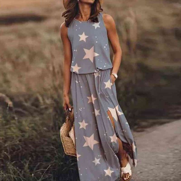 casual polka dot long womens dress summer sleeveless o-neck party vintage loose split beach maxi vestidos, Black;gray
casual polka dot long womens dress summer sleeveless o-neck party vintage loose split beach maxi vestidos, Black;gray
