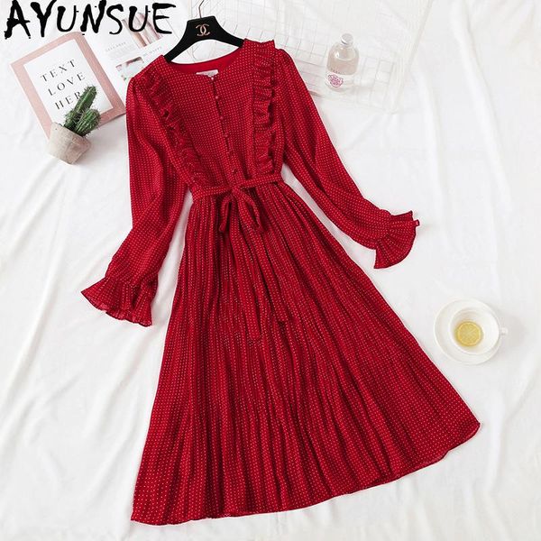 casual dresses ayunsue 2021 summer red chiffon dress women polka dot vintage boho beach elegant long vestidos mujer kj1736, Black;gray
casual dresses ayunsue 2021 summer red chiffon dress women polka dot vintage boho beach elegant long vestidos mujer kj1736, Black;gray