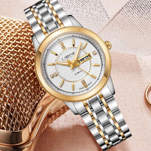 wristwatches carfenie women's fashion mechanical watches classic diamond butterfly buckle stainless steel ladies wrist, Slivery;brown
wristwatches carfenie women's fashion mechanical watches classic diamond butterfly buckle stainless steel ladies wrist, Slivery;brown