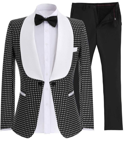 men's suits & blazers fashion black chek dot men white shawl lapel custom slim fit tuxedo groom prom party blazer masculino 2 pieces ja, White;black
men's suits & blazers fashion black chek dot men white shawl lapel custom slim fit tuxedo groom prom party blazer masculino 2 pieces ja, White;black