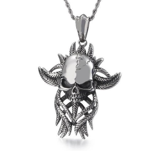 316lstainless steel skull creative ghost head thousand hands pendant trendy men's punk titanium necklace necklaces, Silver
316lstainless steel skull creative ghost head thousand hands pendant trendy men's punk titanium necklace necklaces, Silver