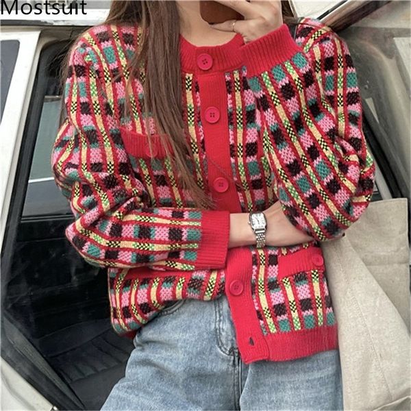 plaid knitted women cardigan sweater full sleeve single-breasted o-neck stylish korean elegant vintage jumpers femme 210514, White
plaid knitted women cardigan sweater full sleeve single-breasted o-neck stylish korean elegant vintage jumpers femme 210514, White