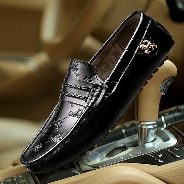 large men's bright patent leather soft bottom pea korean version casual shoes for lazy people, Black
large men's bright patent leather soft bottom pea korean version casual shoes for lazy people, Black
