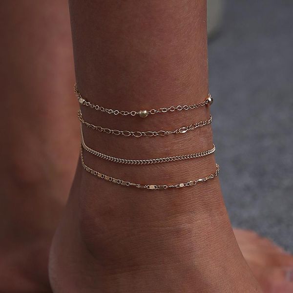 anklets 4 pcs/set simple women set bead chain geometric gold anklet fashion barefoot beach party female jewelry, Red;blue
anklets 4 pcs/set simple women set bead chain geometric gold anklet fashion barefoot beach party female jewelry, Red;blue