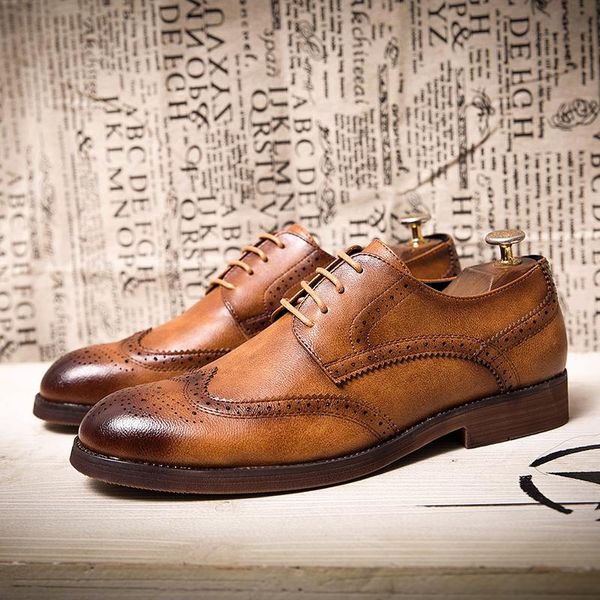 dress shoes elegant classical men leather formal pointed toe male business footwear italian designer brogue oxford for man, Black
dress shoes elegant classical men leather formal pointed toe male business footwear italian designer brogue oxford for man, Black