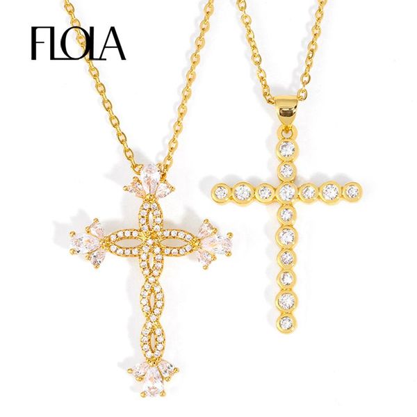 pendant necklaces flola gold cross for women cz crystal zircon infinity necklace with stone christmas jewelry gifts nkeq90, Silver
pendant necklaces flola gold cross for women cz crystal zircon infinity necklace with stone christmas jewelry gifts nkeq90, Silver