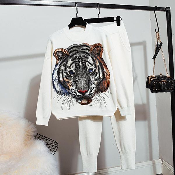 knitwear 2 piece suits spring autumn women fashion beading old tiger warm sweater + loose trousers knitted sets1, Gray
knitwear 2 piece suits spring autumn women fashion beading old tiger warm sweater + loose trousers knitted sets1, Gray