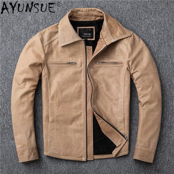 men's leather & faux ayunsue 2021 men clothing real sheepskin jacket motorcycle clothes bomber coat man zipper ropa lxr358, Black
men's leather & faux ayunsue 2021 men clothing real sheepskin jacket motorcycle clothes bomber coat man zipper ropa lxr358, Black