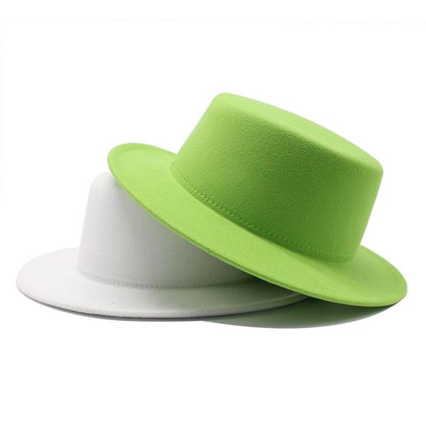 wide brim hats autumn and winter models imitation wool hat men's women's flat-gentleman version of wild jazz fedoras, Blue;gray
wide brim hats autumn and winter models imitation wool hat men's women's flat-gentleman version of wild jazz fedoras, Blue;gray