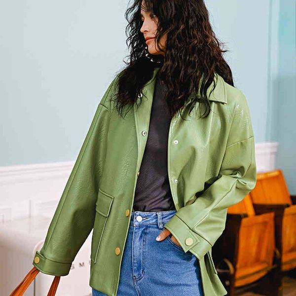 women's leather & faux ailegogo women loose pu soft green jacket turndown collar biker overcoat single breasted pocket coat with belt x, Black
women's leather & faux ailegogo women loose pu soft green jacket turndown collar biker overcoat single breasted pocket coat with belt x, Black