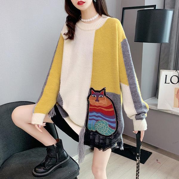 women's sweaters designed mid-length sweater women loose korean autumn and winter 2021 all-match knitted fashion contrast warm shirt y1, White;black
women's sweaters designed mid-length sweater women loose korean autumn and winter 2021 all-match knitted fashion contrast warm shirt y1, White;black