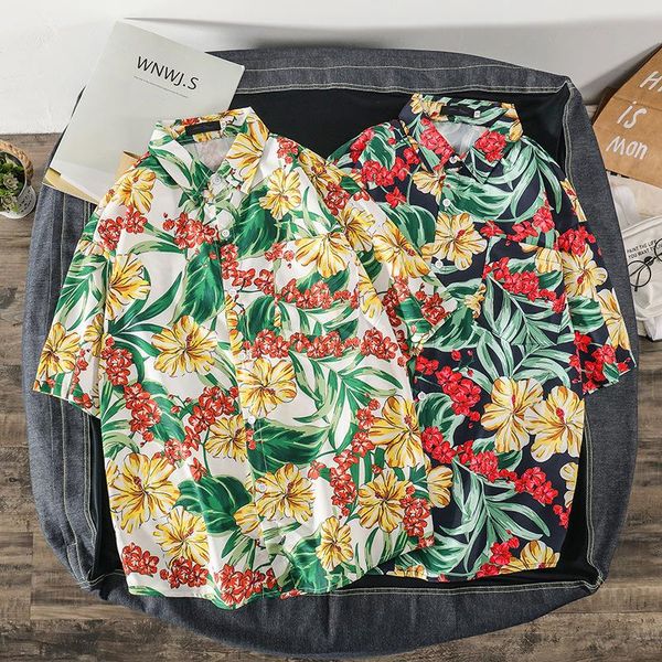 men's casual shirts 2021 summer retro floral shirt short sleeve personality handsome five-quarter student flower trend, White;black
men's casual shirts 2021 summer retro floral shirt short sleeve personality handsome five-quarter student flower trend, White;black