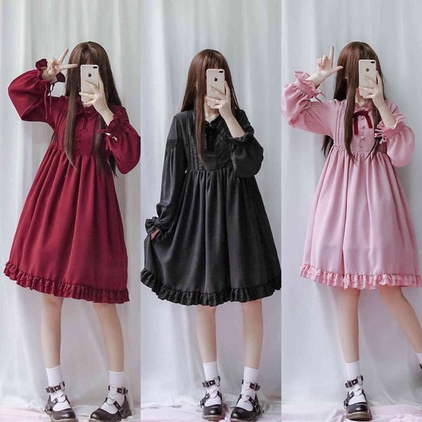 japanese soft sister red for female mori girl vintage lantern long sleeve lace es lolita bow doll, Black;gray
japanese soft sister red for female mori girl vintage lantern long sleeve lace es lolita bow doll, Black;gray
