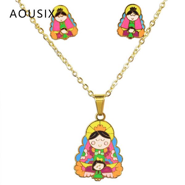 earrings & necklace the virgin mary 100% golden plated stainless steel set son of god jewelry kids ensemble bijoux femme, Silver
earrings & necklace the virgin mary 100% golden plated stainless steel set son of god jewelry kids ensemble bijoux femme, Silver