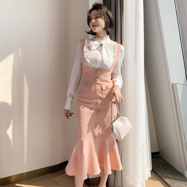 two piece dress fashion women elegant comfortable arrival white ruffles shirt and sleeveless slim trumpet trend 2 pieces set
two piece dress fashion women elegant comfortable arrival white ruffles shirt and sleeveless slim trumpet trend 2 pieces set