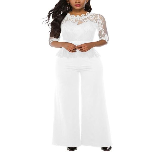 women's jumpsuits & rompers design women lace jumpsuit solid office lady elegant romper wide leg pant combinaison femme, Black;white
women's jumpsuits & rompers design women lace jumpsuit solid office lady elegant romper wide leg pant combinaison femme, Black;white