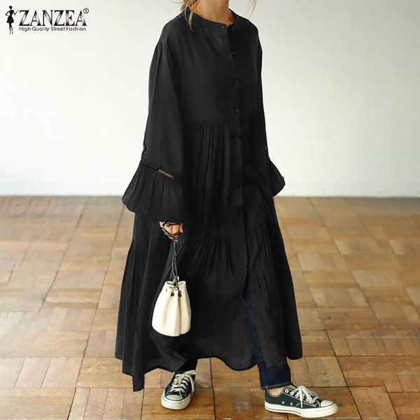 casual dresses fashion puff sleeve maxi dress women's spring sundress zanzea 2021 shirt vestidos female button o neck robe plus size, Black;gray
casual dresses fashion puff sleeve maxi dress women's spring sundress zanzea 2021 shirt vestidos female button o neck robe plus size, Black;gray