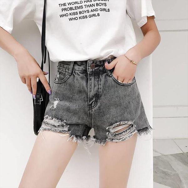 high waist ripped hole washed womens short jeans summer casual streetwear loose plue size wide leg fashion, White;black
high waist ripped hole washed womens short jeans summer casual streetwear loose plue size wide leg fashion, White;black