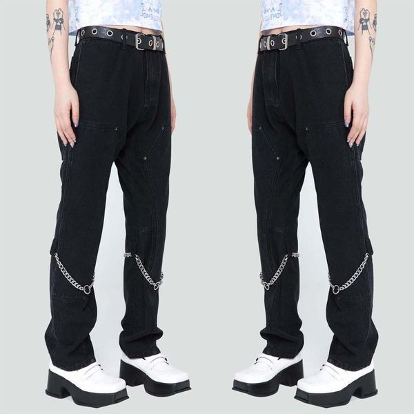 women's jeans men solid patchwork chain denim pants baggy casual retro punk all-match harajuku trouser autumn streetwear, Blue
women's jeans men solid patchwork chain denim pants baggy casual retro punk all-match harajuku trouser autumn streetwear, Blue
