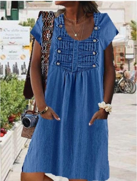 faux denim dress summer double womens sleepwears button cowboy mini dresses ol style o neck short sleeve loose shirt vestidos, Black;red
faux denim dress summer double womens sleepwears button cowboy mini dresses ol style o neck short sleeve loose shirt vestidos, Black;red