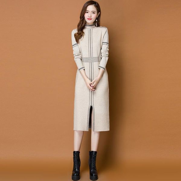 casual dresses 2021 autumn winter long sweater dress women elegant sleeve half turtleneck slim korean style knitted, Black;gray
casual dresses 2021 autumn winter long sweater dress women elegant sleeve half turtleneck slim korean style knitted, Black;gray