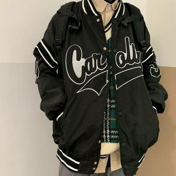 women's jackets hip hop baseball womens jacket couple street retro button harajuku style 2021 summer loose ins, Black;brown
women's jackets hip hop baseball womens jacket couple street retro button harajuku style 2021 summer loose ins, Black;brown