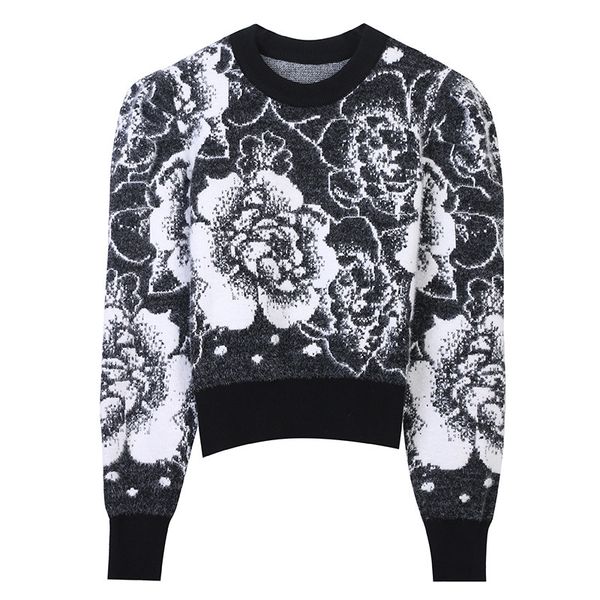 women's sweaters retro sweater designer fashion autumn and winter wear o-neck floral knit pullover casual korean long-sleeved ps28, White;black
women's sweaters retro sweater designer fashion autumn and winter wear o-neck floral knit pullover casual korean long-sleeved ps28, White;black