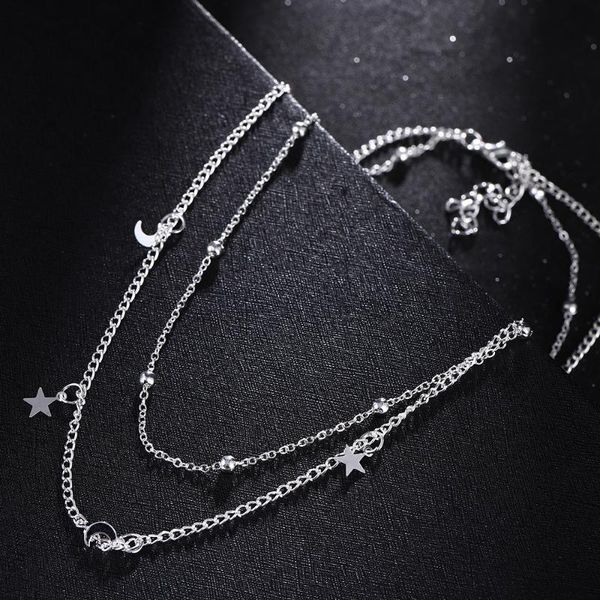pendant necklaces fashion elegant women lady charm moon star round double layer chain choker necklace party jewelry gift, Silver
pendant necklaces fashion elegant women lady charm moon star round double layer chain choker necklace party jewelry gift, Silver