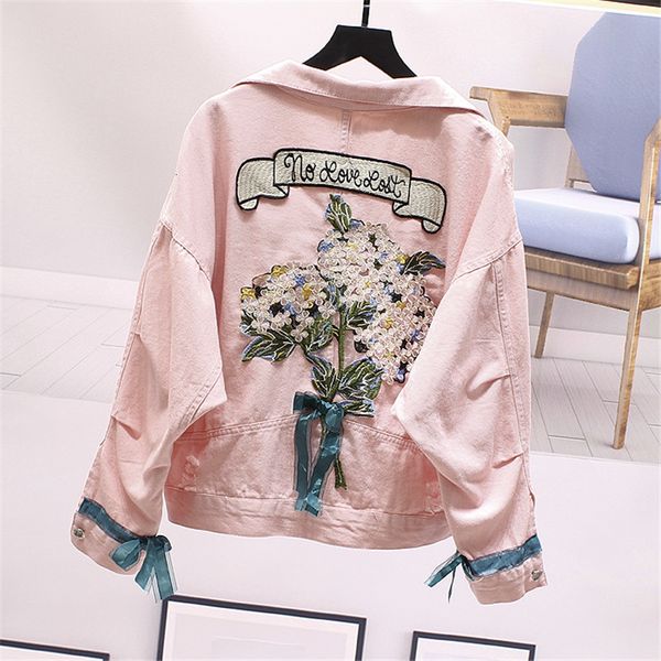 women's jackets autumn embroidered short flowers denim woman's coat outerwear loose pink yellow jackets female jeans hjaj, Black;brown
women's jackets autumn embroidered short flowers denim woman's coat outerwear loose pink yellow jackets female jeans hjaj, Black;brown