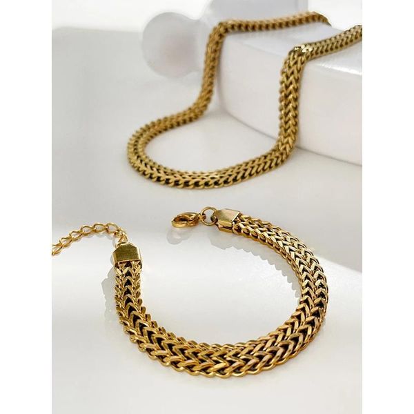 chains ghidbk minimalist gold color stainless steel chunky necklace for women hip hop wide herringbone chain jewelry set gifts, Silver
chains ghidbk minimalist gold color stainless steel chunky necklace for women hip hop wide herringbone chain jewelry set gifts, Silver