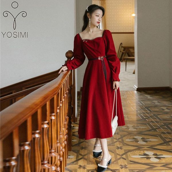 casual dresses yosimi long dress for women red wine vintage slash neck full sleeve fit and flare mid-calf 2021 autumn winter, Black;gray
casual dresses yosimi long dress for women red wine vintage slash neck full sleeve fit and flare mid-calf 2021 autumn winter, Black;gray