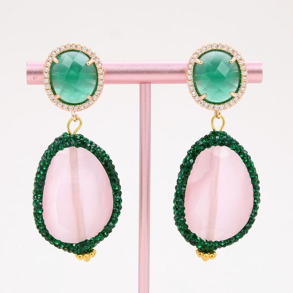 guaiguai jewelry pink faceted cz paved cat eye green jade gold plated cz stud earrings handmade for women real gems stone lady fashion jewel, Silver
guaiguai jewelry pink faceted cz paved cat eye green jade gold plated cz stud earrings handmade for women real gems stone lady fashion jewel, Silver