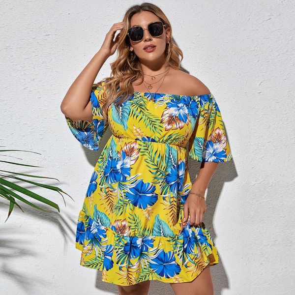 plus size dresses 2021 fashion women summer off shoulder dress 4xl female slash neck short sleeve floral print beach mini, Black
plus size dresses 2021 fashion women summer off shoulder dress 4xl female slash neck short sleeve floral print beach mini, Black