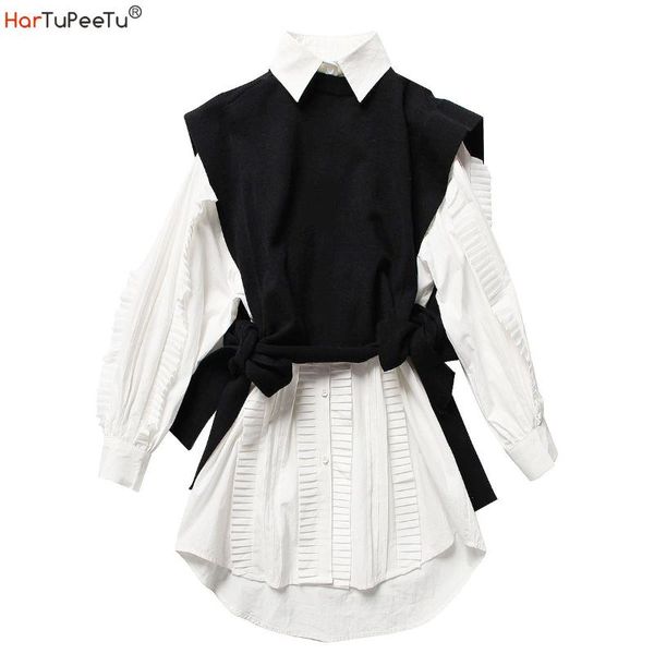 women's tracksuits spring autumn women two piece suit black bandage sweater vest coat and white pleated long sleeve blouse plus size se, Gray
women's tracksuits spring autumn women two piece suit black bandage sweater vest coat and white pleated long sleeve blouse plus size se, Gray