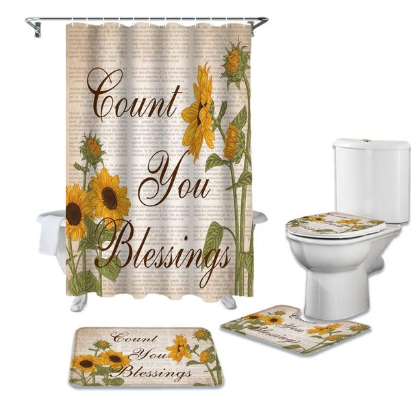 shower curtains sunflower retro text article curtain sets non-slip rugs toilet lid cover and bath mat waterproof bathroom
shower curtains sunflower retro text article curtain sets non-slip rugs toilet lid cover and bath mat waterproof bathroom