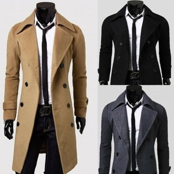 men's trench coats mens coat autumn casual slim fit winter warm double breasted long jacket overcoat cloak jackets punk clothes, Tan;black
men's trench coats mens coat autumn casual slim fit winter warm double breasted long jacket overcoat cloak jackets punk clothes, Tan;black