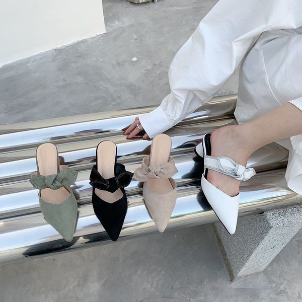 sandals pointed toe women slippers on casual mules slides bow design black/white/green/beige thick low heels summer ndkn
sandals pointed toe women slippers on casual mules slides bow design black/white/green/beige thick low heels summer ndkn