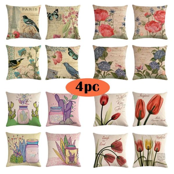 cushion/decorative pillow 4pc hand painted vintage floral cushion covers retro flowers birds tulip rose linen case sofa couch 18 throw pillo
cushion/decorative pillow 4pc hand painted vintage floral cushion covers retro flowers birds tulip rose linen case sofa couch 18 throw pillo