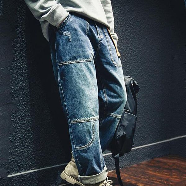 men's jeans loose mens hiphop baggy denim pants leisure men clothing fatify cargo trousers man bottoms, Blue
men's jeans loose mens hiphop baggy denim pants leisure men clothing fatify cargo trousers man bottoms, Blue
