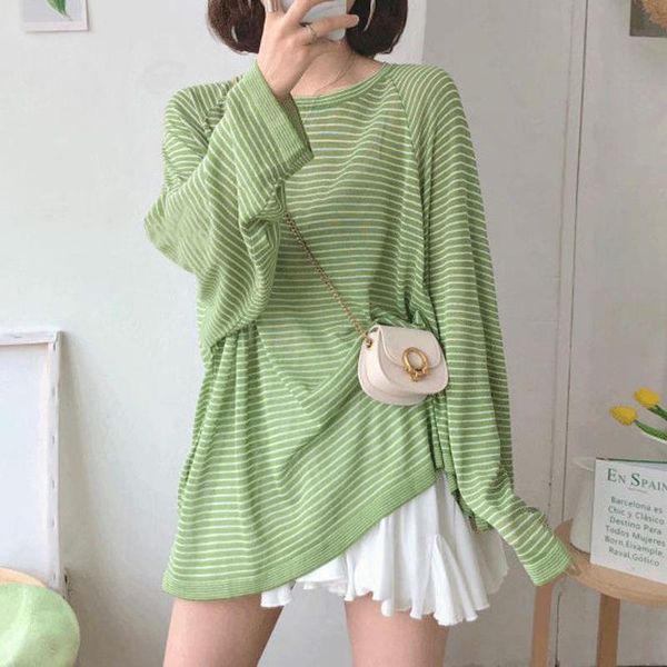 women's t-shirt t shirts women fashion o neck casual full sleeve knitted striped tshirt summer sunscreen loose thin stripe for female, White
women's t-shirt t shirts women fashion o neck casual full sleeve knitted striped tshirt summer sunscreen loose thin stripe for female, White