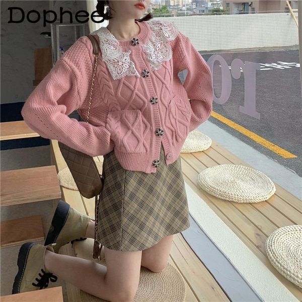women's knits & tees elegant lace doll collar long-sleeved knitted sweater spring autumn loose outer wear short oversized cardigan coat, White
women's knits & tees elegant lace doll collar long-sleeved knitted sweater spring autumn loose outer wear short oversized cardigan coat, White