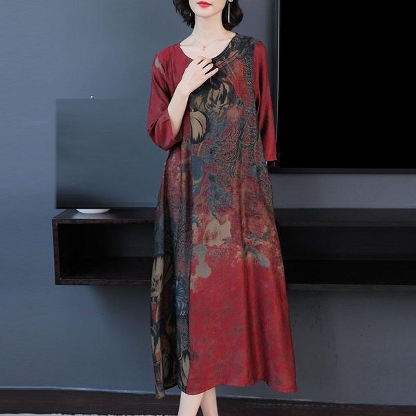 women elegant a-line loose long dress tide vintage printing party vestidos three quarter sleeve plus size summer casual dresses, Black;gray
women elegant a-line loose long dress tide vintage printing party vestidos three quarter sleeve plus size summer casual dresses, Black;gray